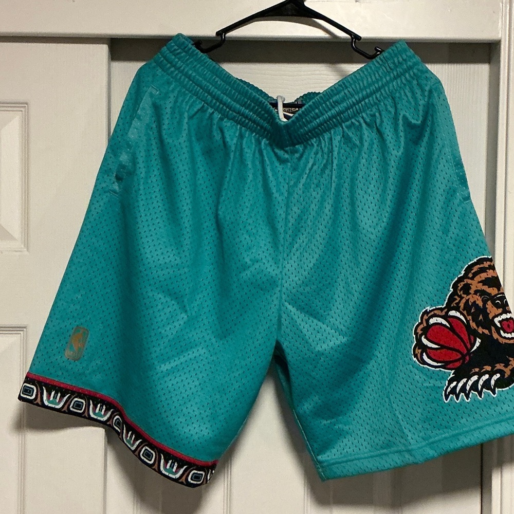 Mitchell & Ness Teal Athletic Shorts with Bear Logo